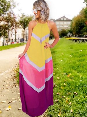 Women’s Multicolor Printed Stretch Strap Loose Dress