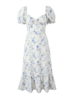 Summer Women’s Square Neck Puff Sleeve Floral Dress