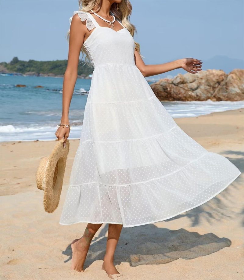 Spring Fresh White Sleeveless Casual Women’s Dress