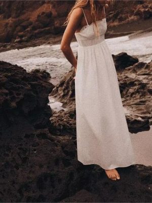 Vacation Ready Poplin Strap Embroidered Summer Dress