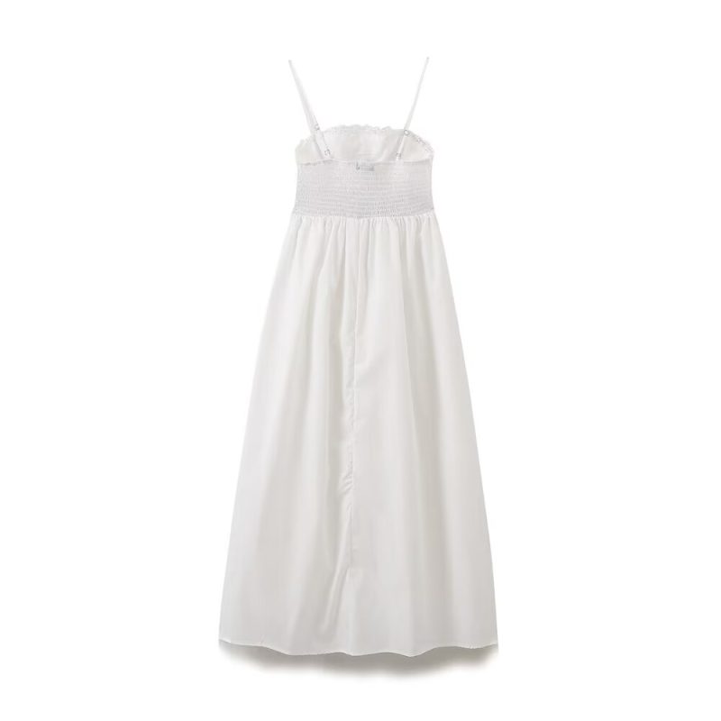 Vacation Ready Poplin Strap Embroidered Summer Dress - Image 3