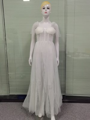 Elegant Sling Backless See-Through Split Wedding Dress