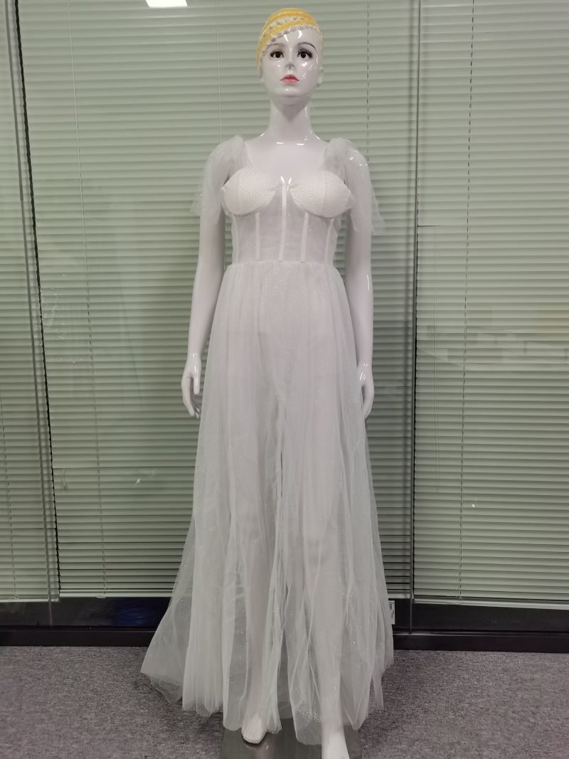 Elegant Sling Backless See-Through Split Wedding Dress
