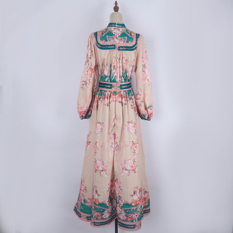 Women’s Printed Single Breasted Mid-Length Pocket Dress - Image 2