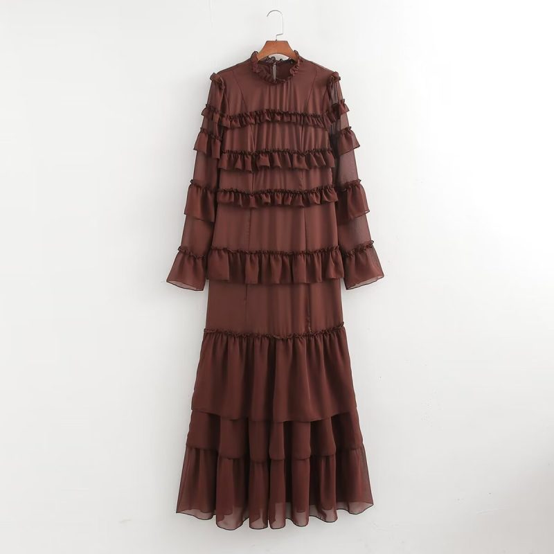 Casual Summer Maxi Dress with Multi-Layer Ruffles