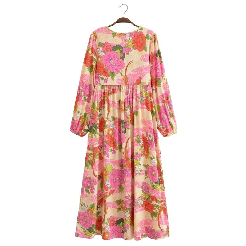 Elegant Spring Rayon Floral Sling A-Line Dress - Image 2