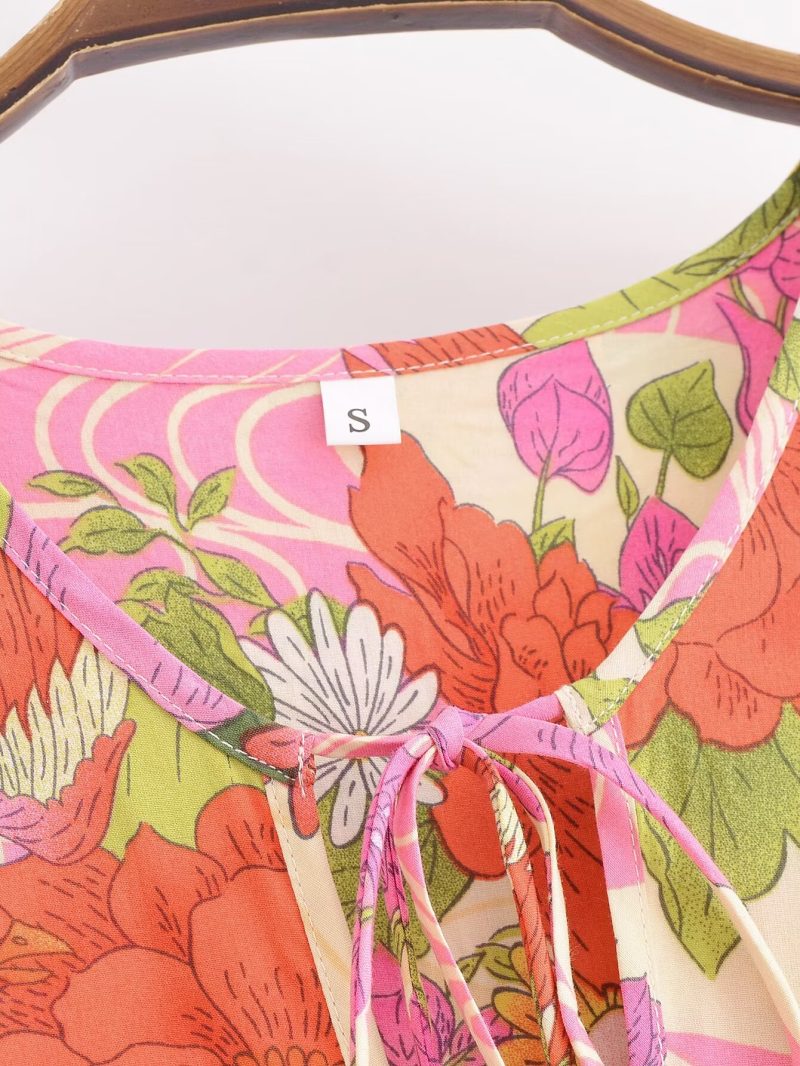 Elegant Spring Rayon Floral Sling A-Line Dress - Image 3