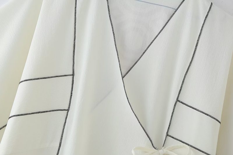 Elegant Women's Asymmetric Long Sleeve Linen Dress - Image 3