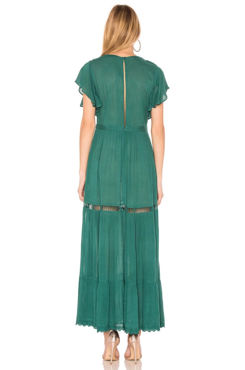 Floral Embroidered Maxi Dress with Sheer Waist Detail - Image 2