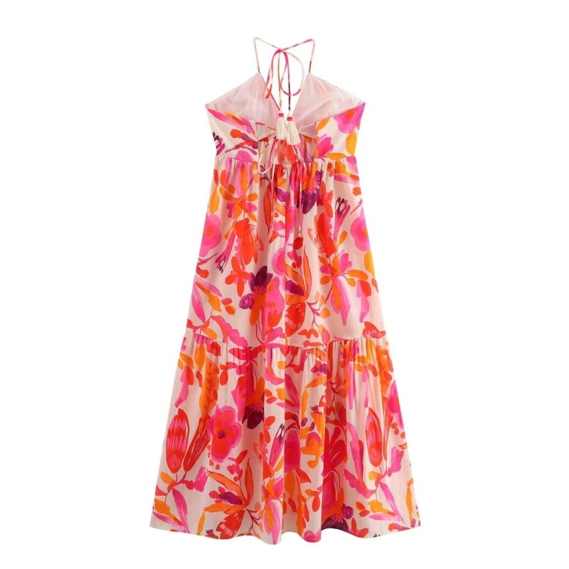 Women’s Summer Sweet Backless Printed Vacation Dress - Image 2
