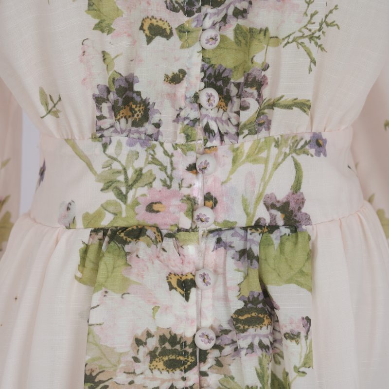 Women’s Printed Single-Breasted Long Sleeve Holiday Dress - Image 3