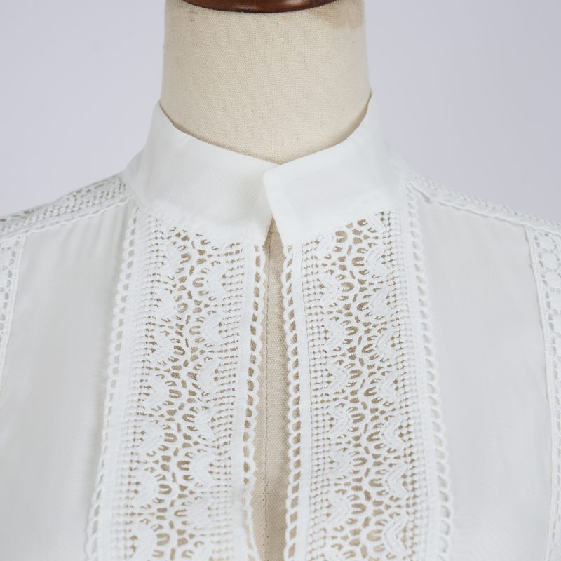 Women’s Embroidered Stand Collar Long Sleeve Maxi Dress - Image 3
