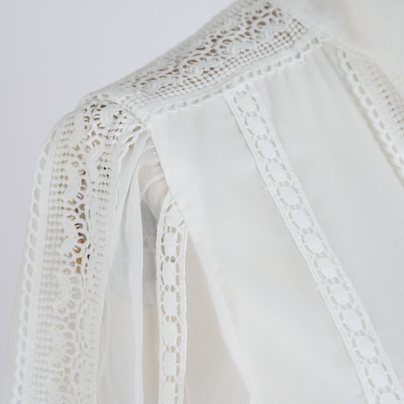 Women’s Embroidered Stand Collar Long Sleeve Maxi Dress - Image 4