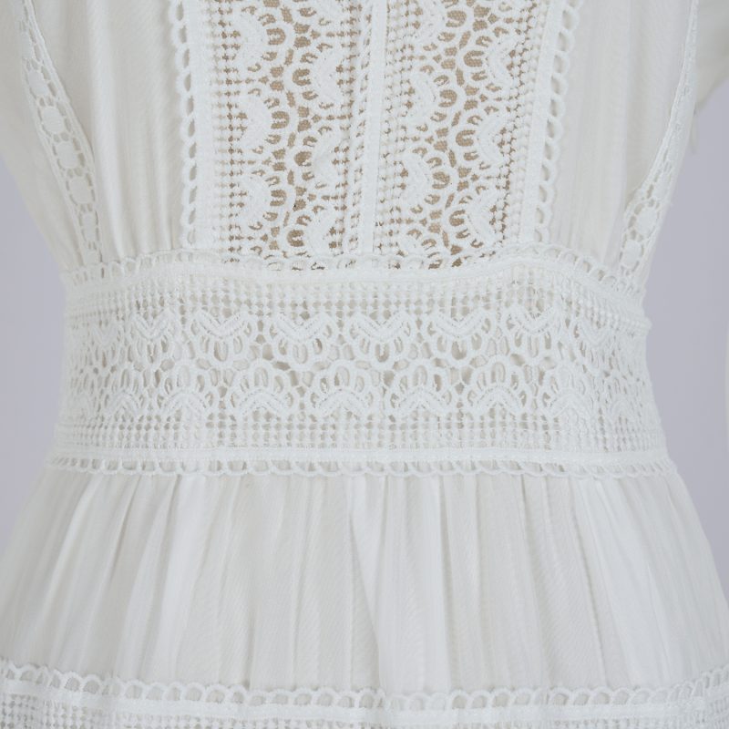 Women’s Embroidered Stand Collar Long Sleeve Maxi Dress - Image 5