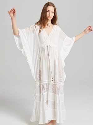Summer Short Sleeve Solid Tie Women Maxi Dress