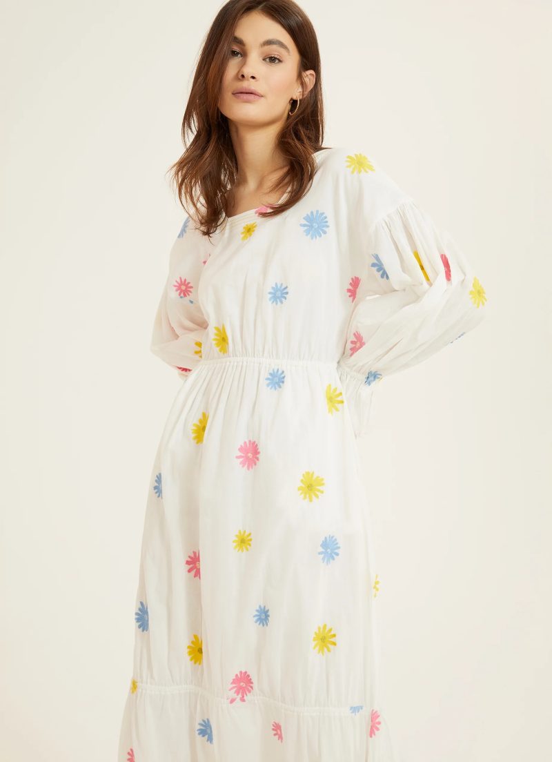 Spring Embroidered Floral Long Sleeve Women Maxi Dress - Image 4
