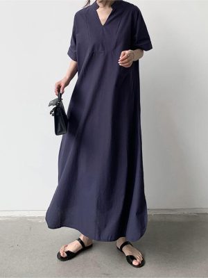 Women’s Retro Summer Office Casual Maxi Dress