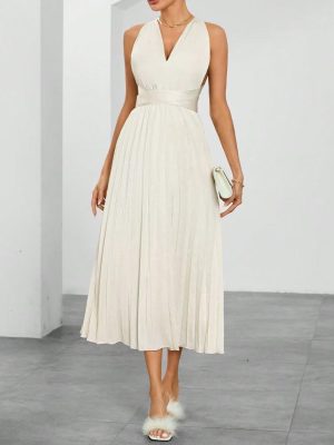 Summer Backless Cutout Cross Strap Design Dress