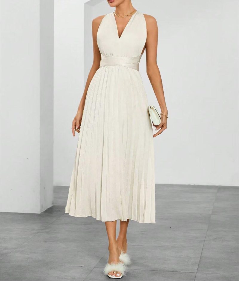 Summer Backless Cutout Cross Strap Design Dress