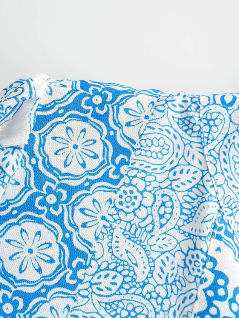 Summer Layered Print Long Sleeve Loose Fit Dress - Image 3