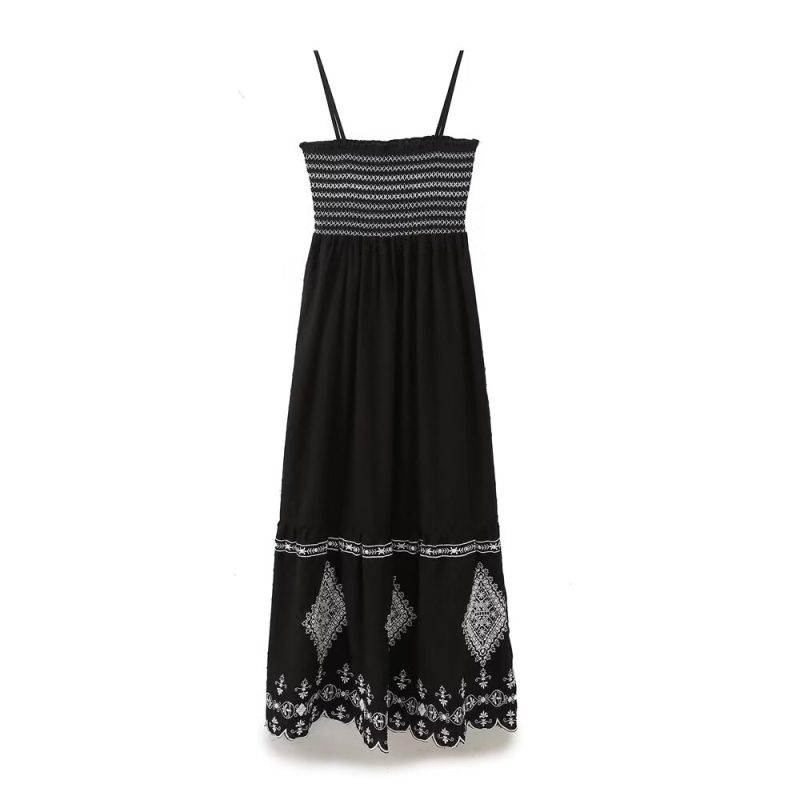 Elegant Summer Dot Mesh Embroidered Midi Dress