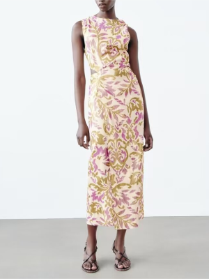 Summer Women’s Metal Print Wire Midi Dress