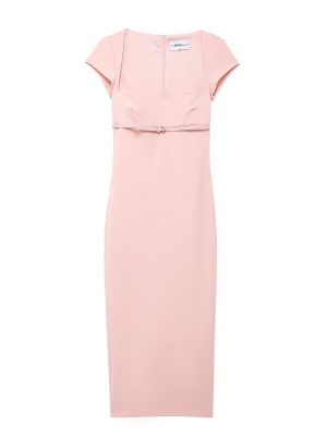 Women’s Solid Color Belted Midi Dress