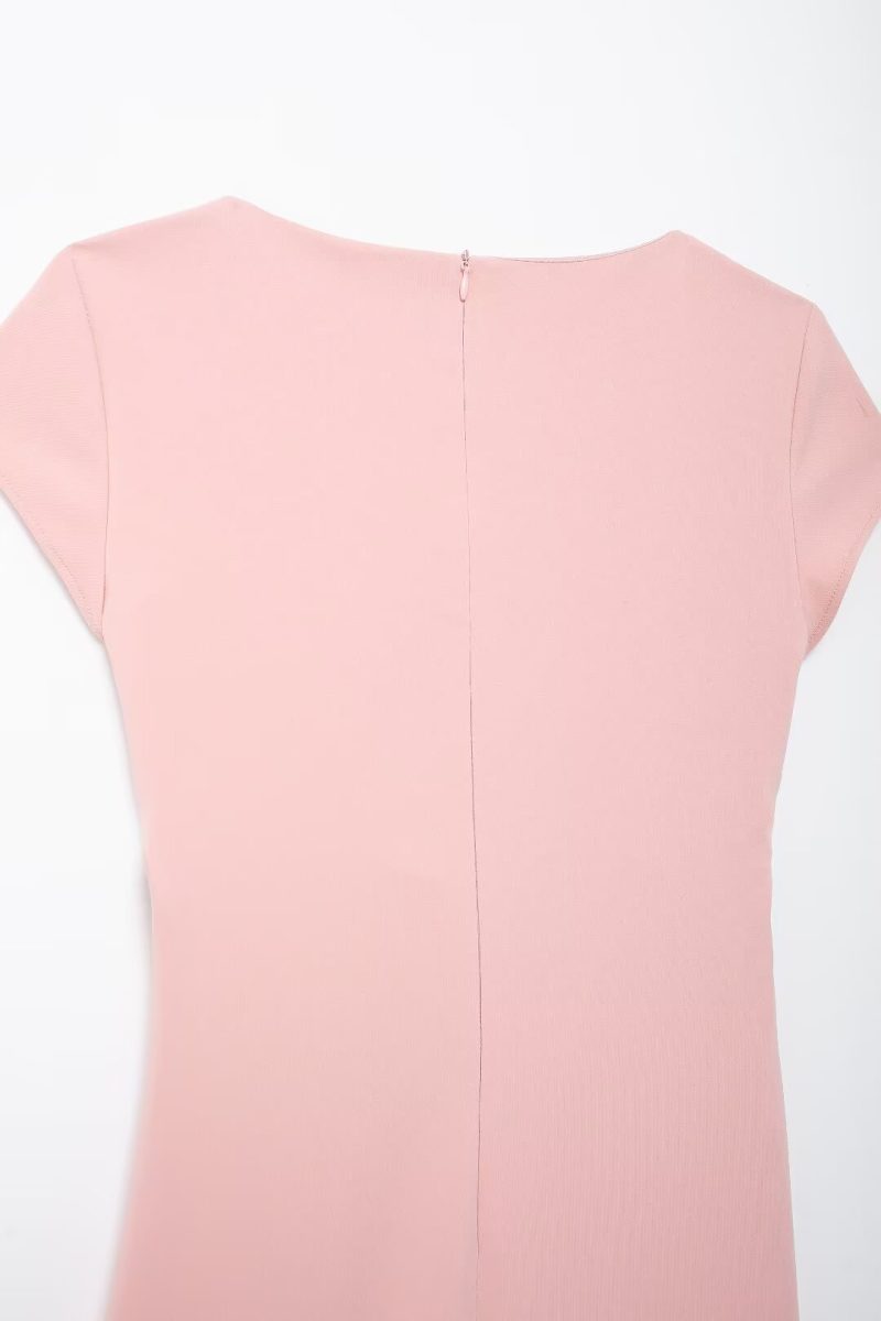 Women’s Solid Color Belted Midi Dress - Image 4
