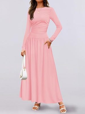 Slim Fit Knitted Long Sleeve Dress with Pockets