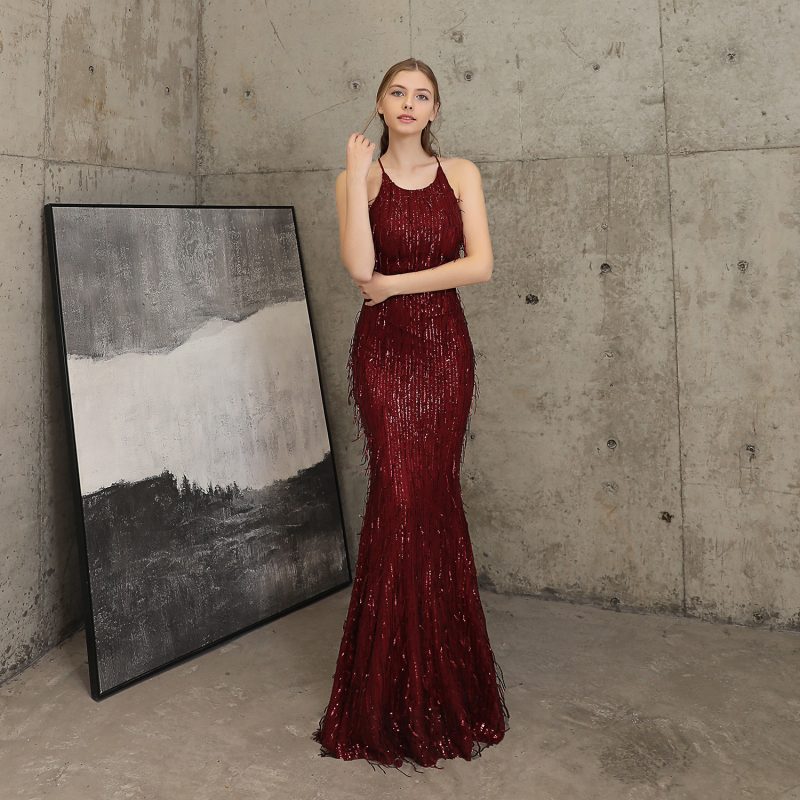 Autumn Sequin Fishtail Gown for Annual Events - Image 4