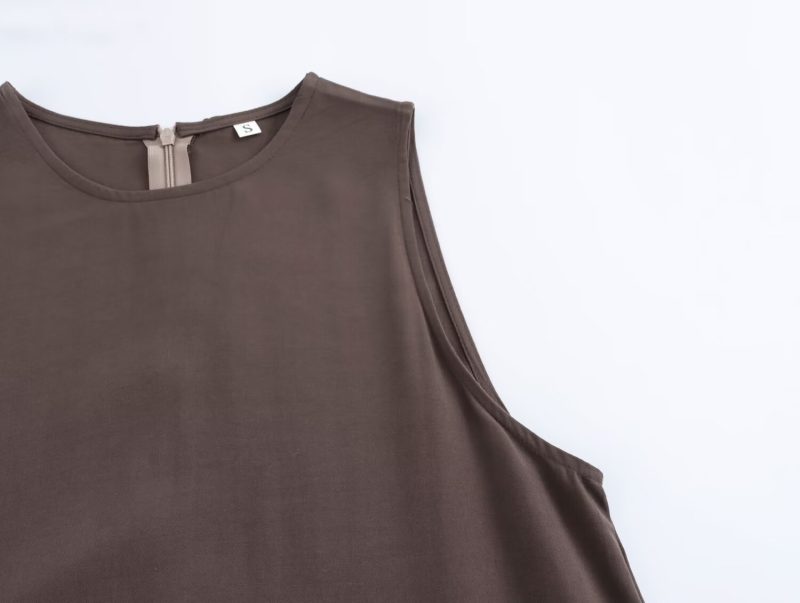 Fall Loose Sleeveless Draped Effect Midi Dress - Image 3
