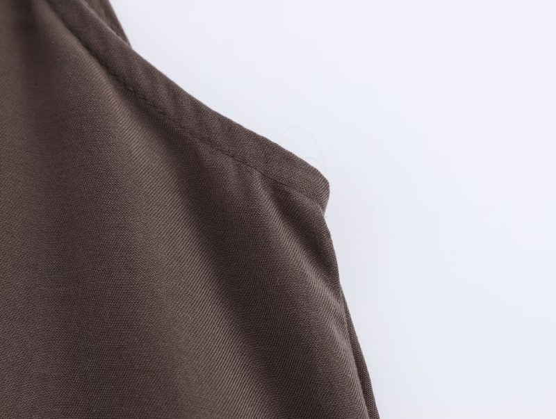 Fall Loose Sleeveless Draped Effect Midi Dress - Image 4