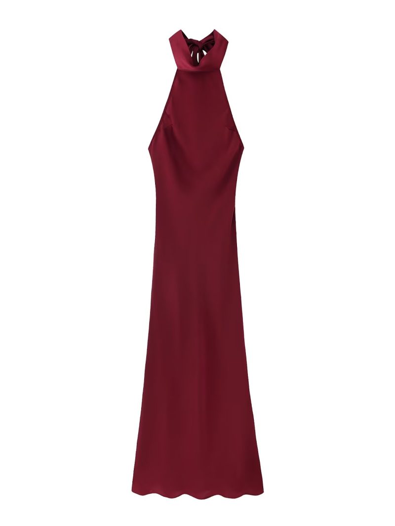 Two Tone Halter Neck Sleeveless Maxi Dress