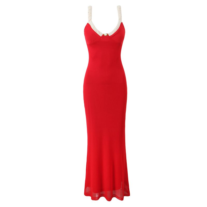 Women’s Floral Fishtail Slim Mesh Maxi Dress - Image 2