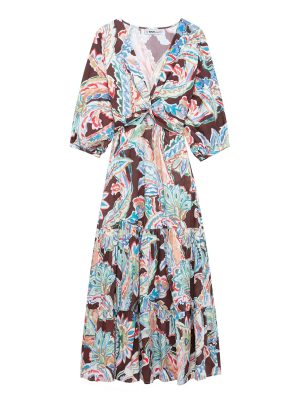 Spring Summer Women’s Bow Tie Printed Poplin Dress
