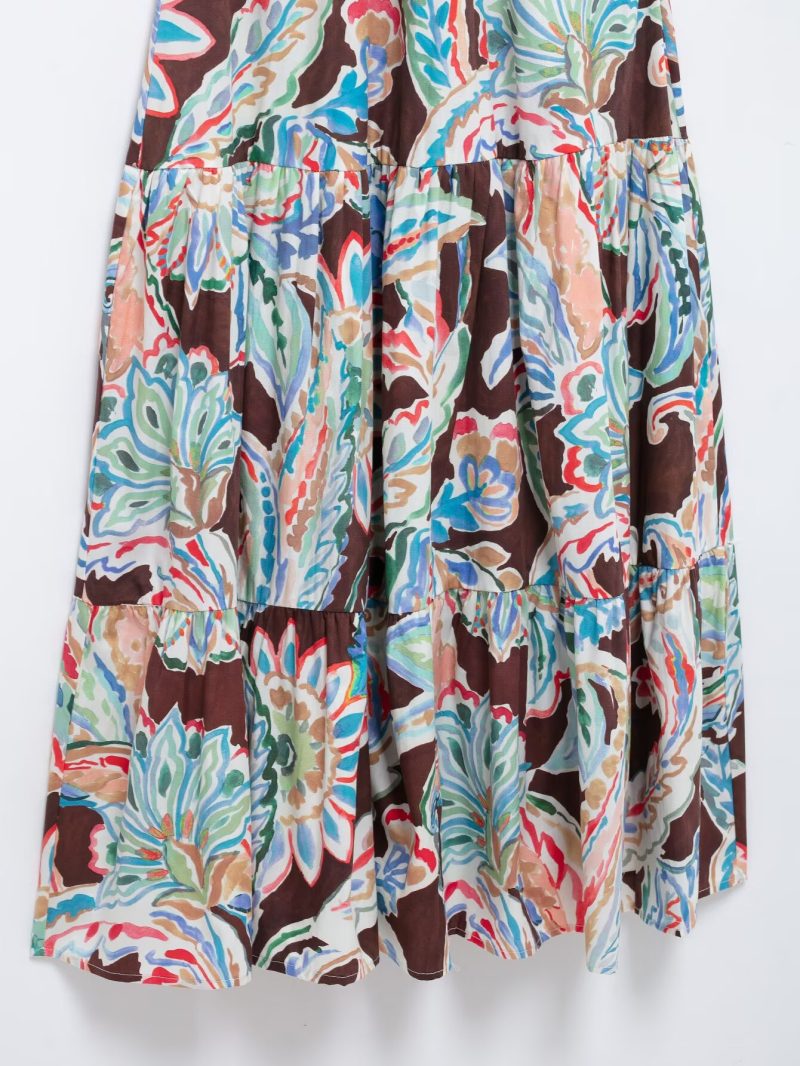 Spring Summer Women’s Bow Tie Printed Poplin Dress - Image 4