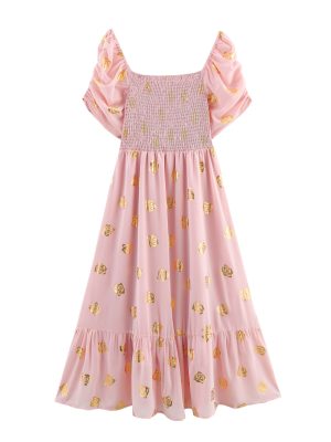 Lightweight Chiffon Bronzing Dress with Elegant Shine
