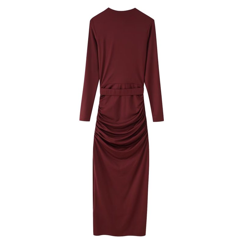 Women's Lightweight Spring Inlaid Belt Midi Dress - Image 2