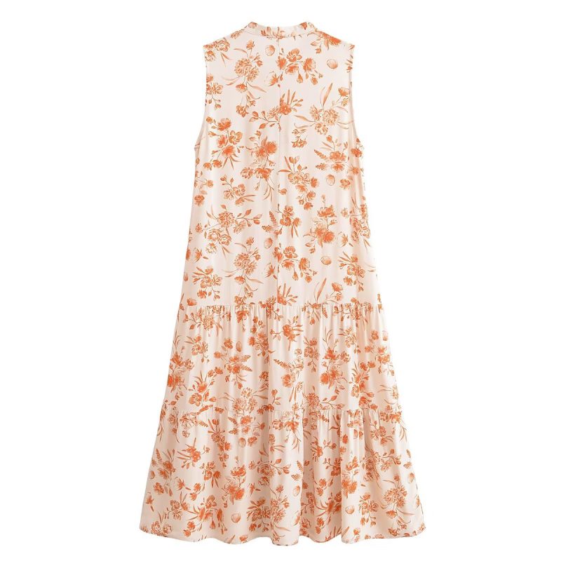 Women’s Summer Bohemian Cotton Sleeveless Printed Dress - Image 4