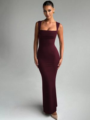 Spring Summer Square Collar Sleeveless Slim Dress