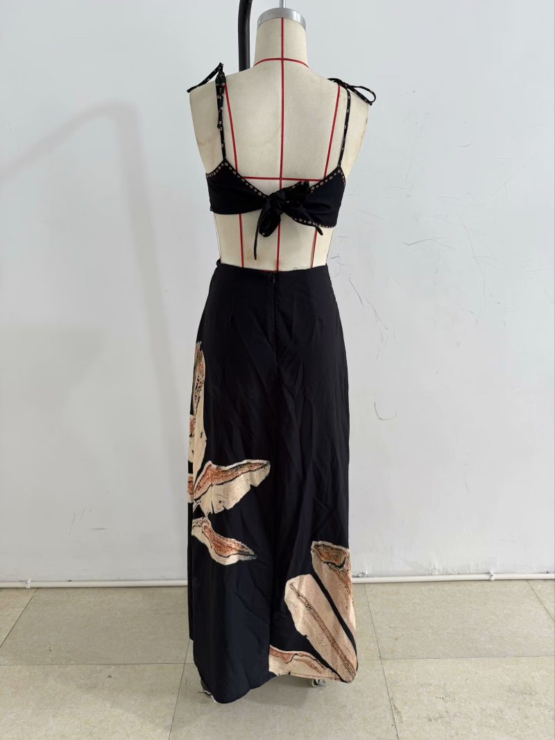 Summer Backless Printed Slim Strap Dress for Women - Image 4