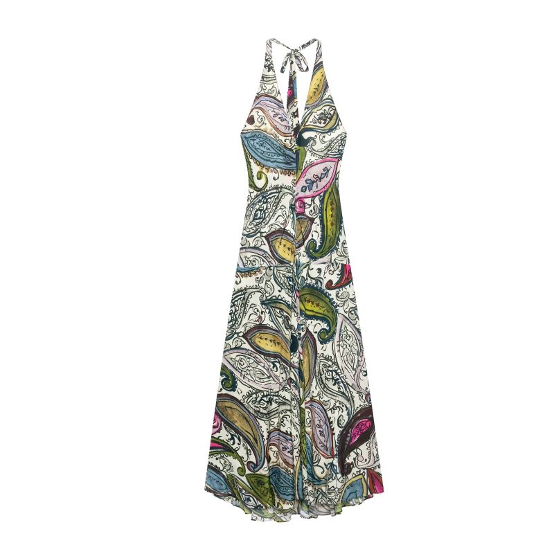 Women’s Summer Floral Printed Halter Neck Dress