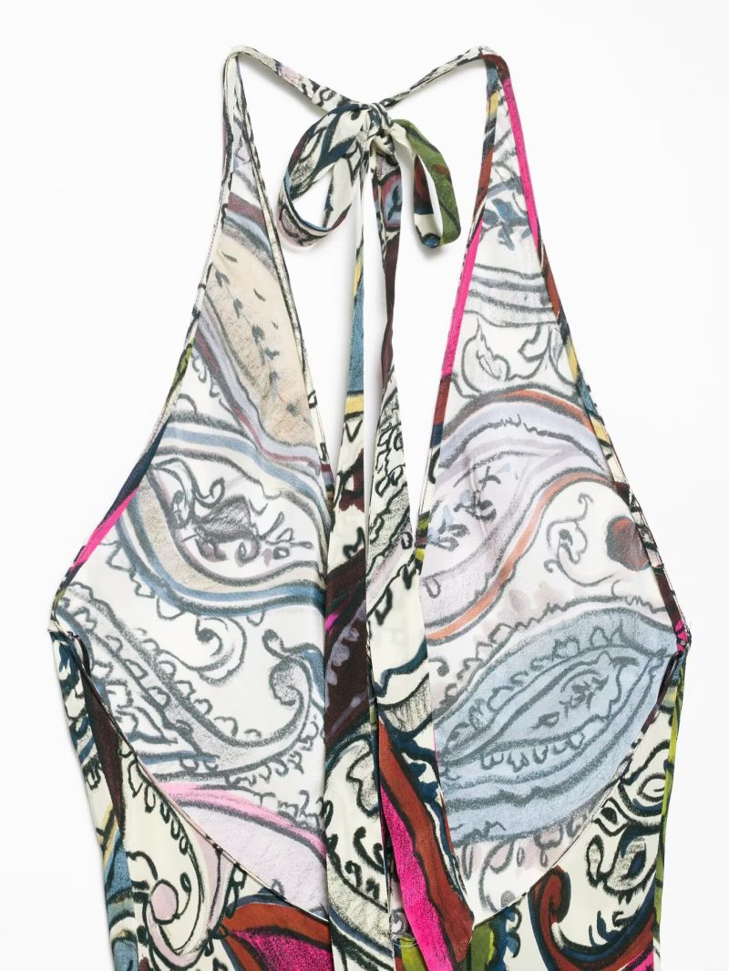 Women’s Summer Floral Printed Halter Neck Dress - Image 2