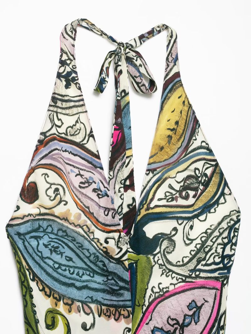 Women’s Summer Floral Printed Halter Neck Dress - Image 4