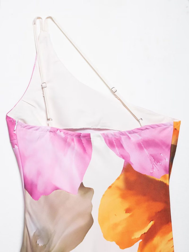 Women’s Printed Sling Split Backless Asymmetric Dress - Image 4