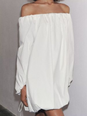 Summer Women’s Off-Shoulder Fluffy Long Sleeve Dress