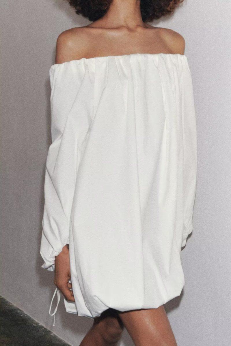 Summer Women’s Off-Shoulder Fluffy Long Sleeve Dress