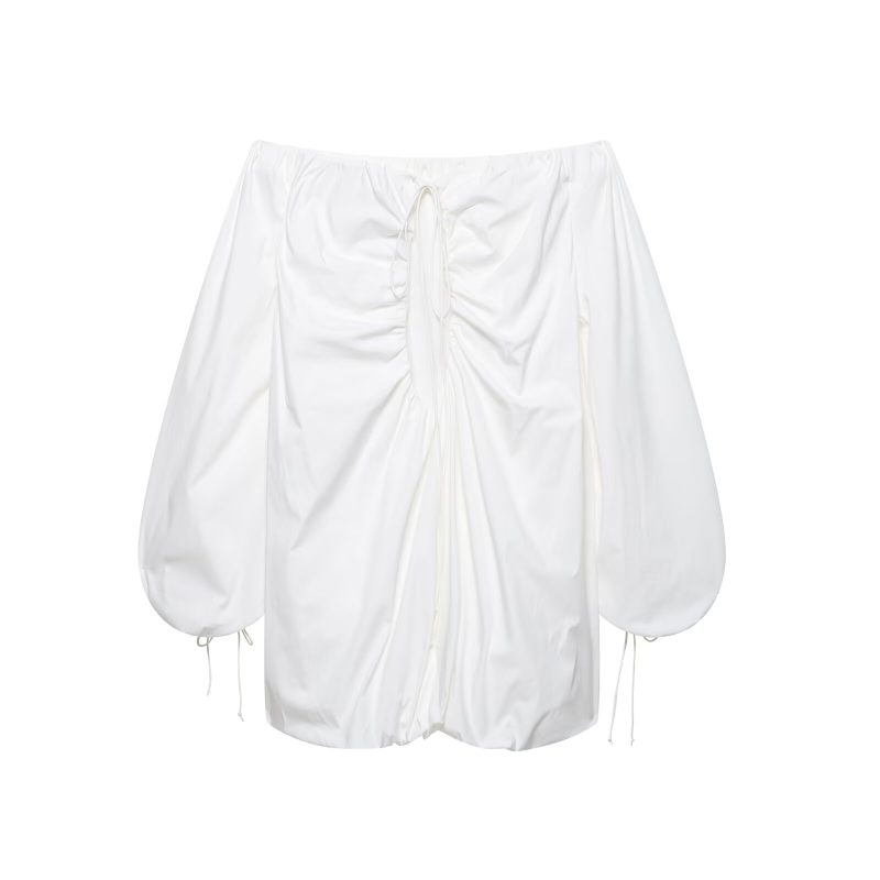 Summer Women’s Off-Shoulder Fluffy Long Sleeve Dress - Image 3