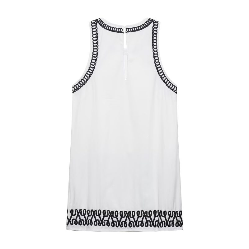 Summer Round Neck Sleeveless Embroidered Casual Dress - Image 2