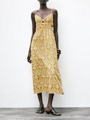 Autumn Women’s French Embroidered Midi Dress Design